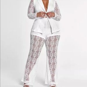 Fashion to Figure FTF set white lace blazer pants size 0